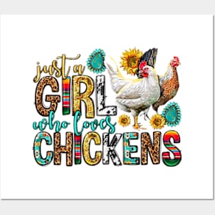 Just A Girl Who Loves Chickens Western, Western Animals, Cute Chicken, Chicken Lovers Posters and Art